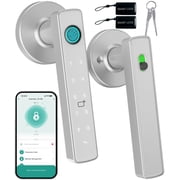 YFK Smart Fingerprint Door Lock, Keyless Entry Door Handle with Biometric Keypad, 5 Unlock Methods Fingerprint Password IC Card Key App, Smart Door Lock for Bedroom, Auto Lock, Aluminum