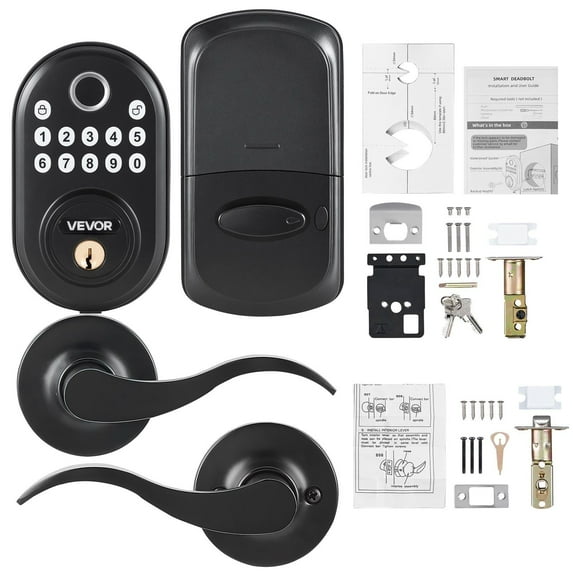 Smart Fingerprint Door Lock - Keyless Entry with Touch Keypad, PIN Password, & Mechanical Key - Secure Deadbolt for Home, Apartment, Office - Easy Install Level Handle Design