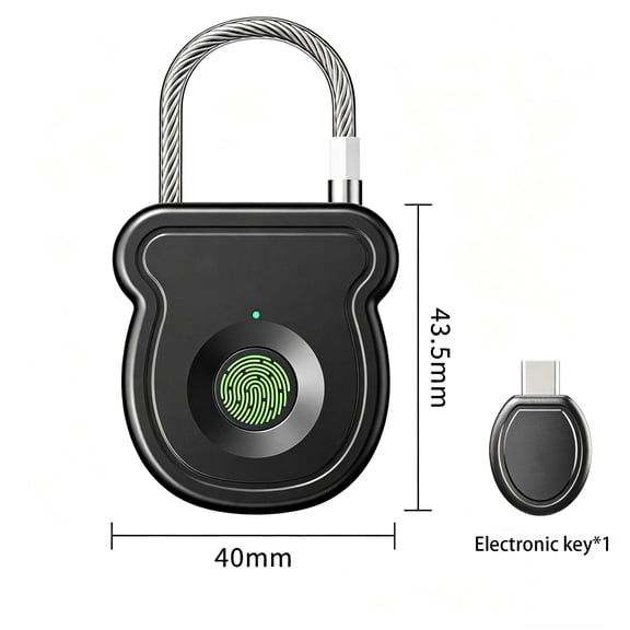 Smart Fingerprint Padlock 0.5s Fast Recognition 20 Fingerprints Type-C Rechargeable Anti-Theft Lock