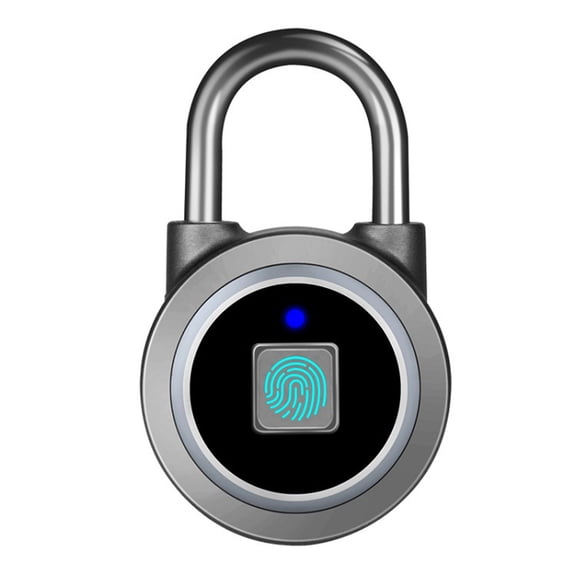Smart Fingerprint Padlock Electronic Lock, Metal Silver, IP65 Waterproof, USB Rechargeable, 600 Fingerprints, Outdoor Security