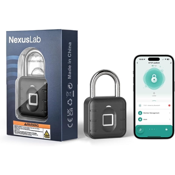 Smart Fingerprint Padlock, Locker Lock, Gym Lock with TUYA App Control, IP67 Waterproof, 10 Fingerprints, Stainless Steel Shackle for School Locker, Fence, Gym Locker & Outdoor Gatres