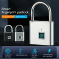 thumbnail image 1 of Smart Fingerprint Padlock USB Rechargeable Keyless Biometric Lock Heavy Duty Alloy Outdoor Fence School Gym Locker Electronic Thumbprint Lock, 1 of 7