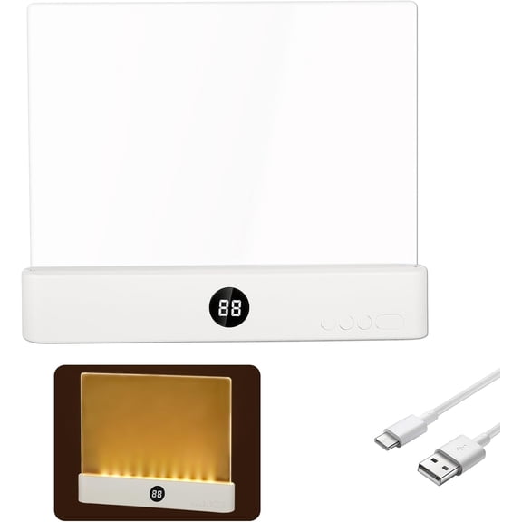 Smart Flat Book Light, Rechargeable Clear LED Reading Lamp with 3 Colors & Timer, Dimmable Full Page Panel Plate Lamp, Night Reading Lights for Book, Night Reading in Bed, Gifts for Readers - White