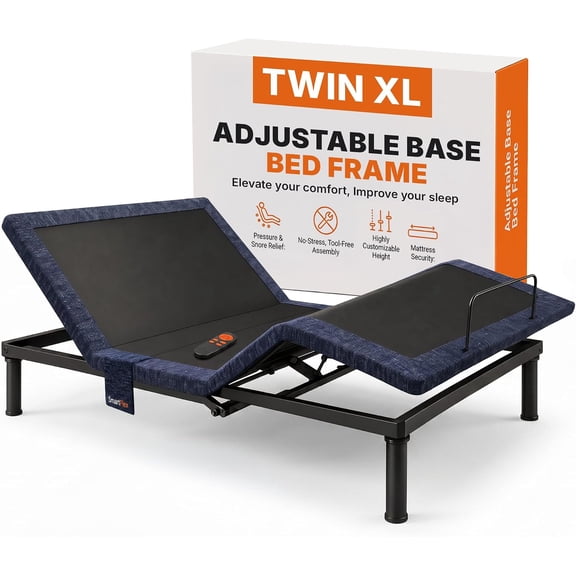 Smart Flex F450 Adjustable Bed Base, Twin XL Metal Frame, 750 lb Capacity | Head and Foot Adjustability, No-Skid Cloth, Mattress Retainer Bar, Foldable No-Tools Setup, Fits Twin XL 38 x 80