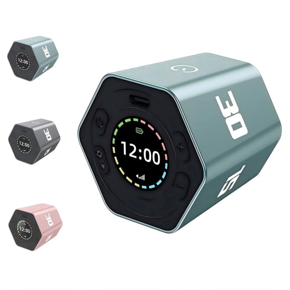 Smart Flip Timer,Portable Rotating Time Management Cube, 1-Second Instant Response, 30-Second Auto Lock, Anti-Slip Base, Adjustable Sound, Multi-Scenario Timer for Office, Home (1,Pink)