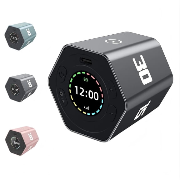 Smart Flip Timer,Portable Rotating Time Management Cube, 1-Second Instant Response, 30-Second Auto Lock, Anti-Slip Base, Adjustable Sound, Multi-Scenario Timer for Office, Home (1,Pink)