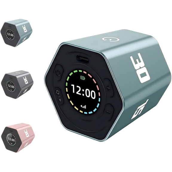 Smart Flip Timer,Portable Rotating Time Management Cube, 1-Second Instant Response, 30-Second Auto Lock, Anti-Slip Base, Adjustable Sound, Multi-Scenario Timer for Office, Home (Blue,1)