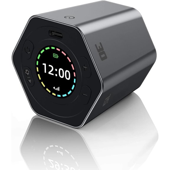 Smart Flip Timer, Six-Sided Rotating Timer, 3/5/10/15/30 Min/Custom Productivity Timers, Mini Multi-Faceted Timers for Office Desk Classroom Gym Study Workout (Gray)