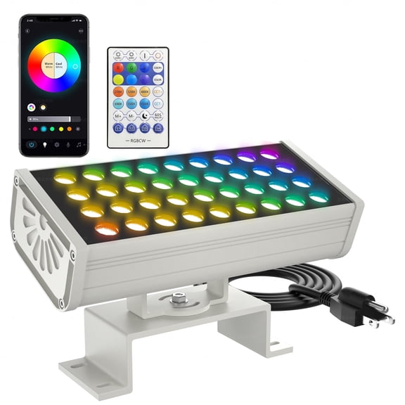 Smart Flood Light App Voice Control RGBCW Tunable White Outdoor LED Light Bar, Music Sync, Group Timer, Wall Washer Landscape Spotlight