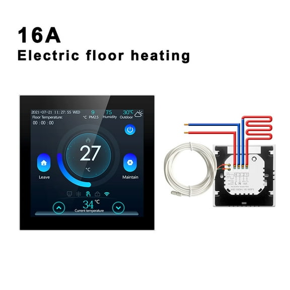 Smart Floor Thermostat,Tuya WiFi Electric/Water Heating Temperature Controller,Smart Home Wireless ,Easy to Install