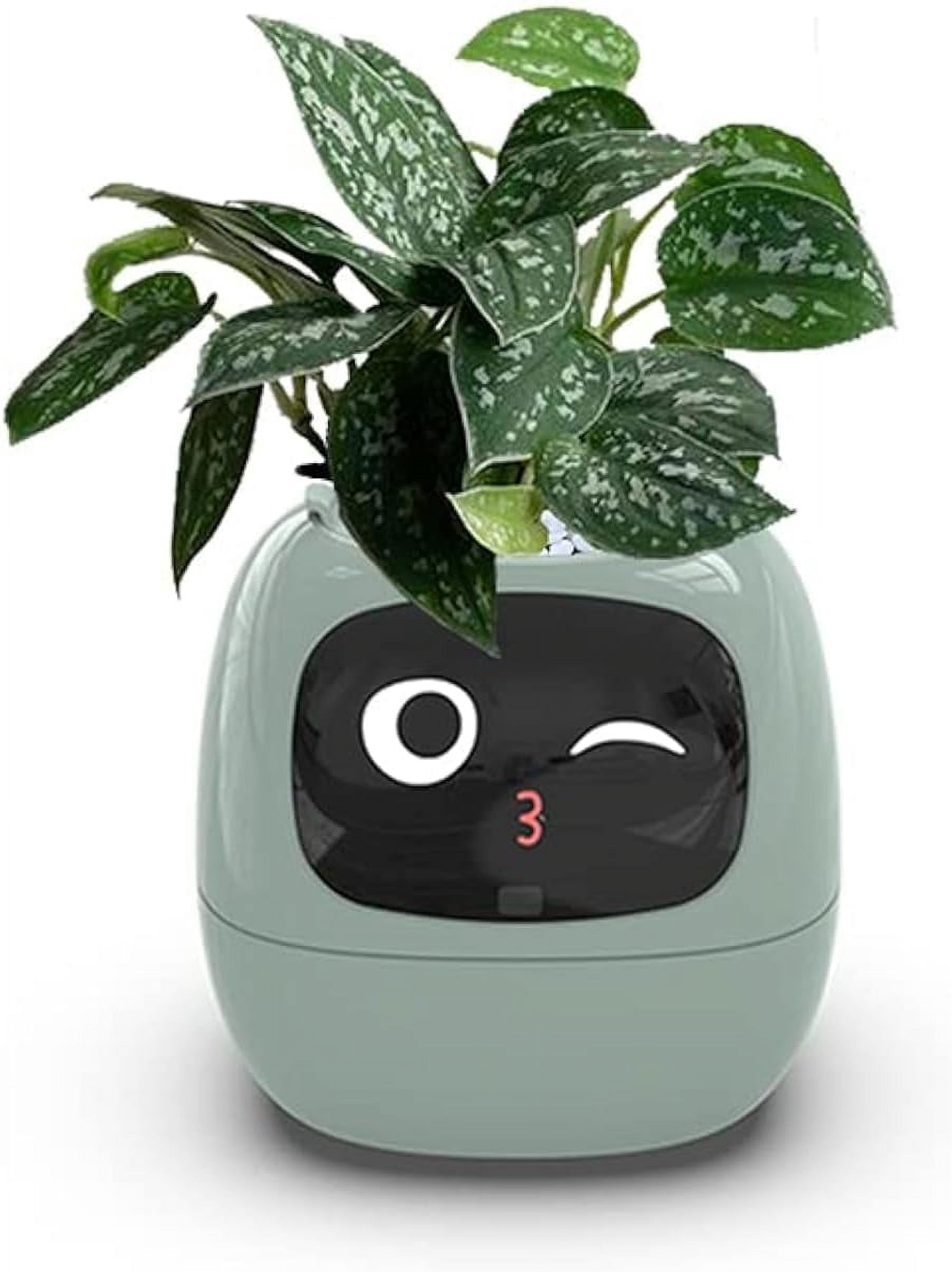 Smart Flowerpots, AI Pet Planter with Artificial Intelligence, Time Temperature Display, and Numerous Expressive Animations Based On The Environment, for Indoor Decoration, Gifts(Green)