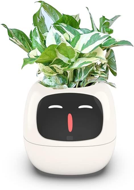 Smart Flowerpots, Electronic Pet Planter with Artificial Intelligence, Time Temperature Display, Guidance on Plant Care with Emojis, for Indoor Decoration