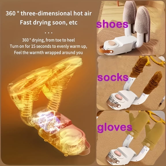 Smart Foldable Shoe Dryer with Heating Function - Intelligent Timed Fast Deodorization, Space-Saving Drying Machine for Work Shoes Gloves Hats Socks
