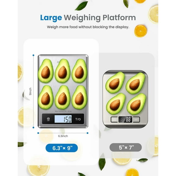 Smart Food Kitchen Scale, Food Weight Scale with Nutritional Calculator, Digital Food Scale Grams and Ounces for Weight Loss, Calorie, Macro and Cooking, Stainless Steel