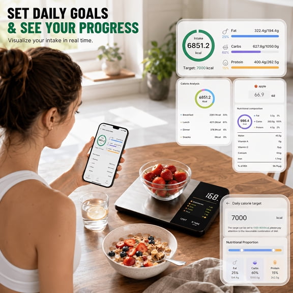 Smart Food Kitchen Scale With AI Nutritional Calorie Counter, Nutrition Tracker For Reshaping, Healthy, Gym, Body Management Diet