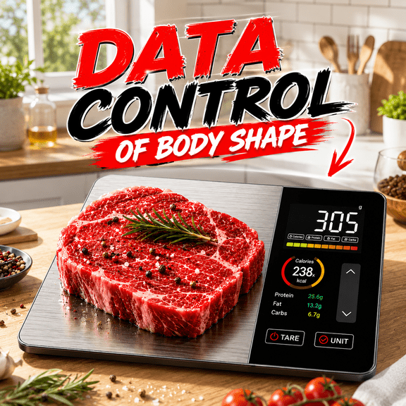 Smart Food Kitchen Scale with Nutritional Calculator, Free App with Calorie, Marco, Digital grams and ounces for weight loss, Premium Stainless Steel