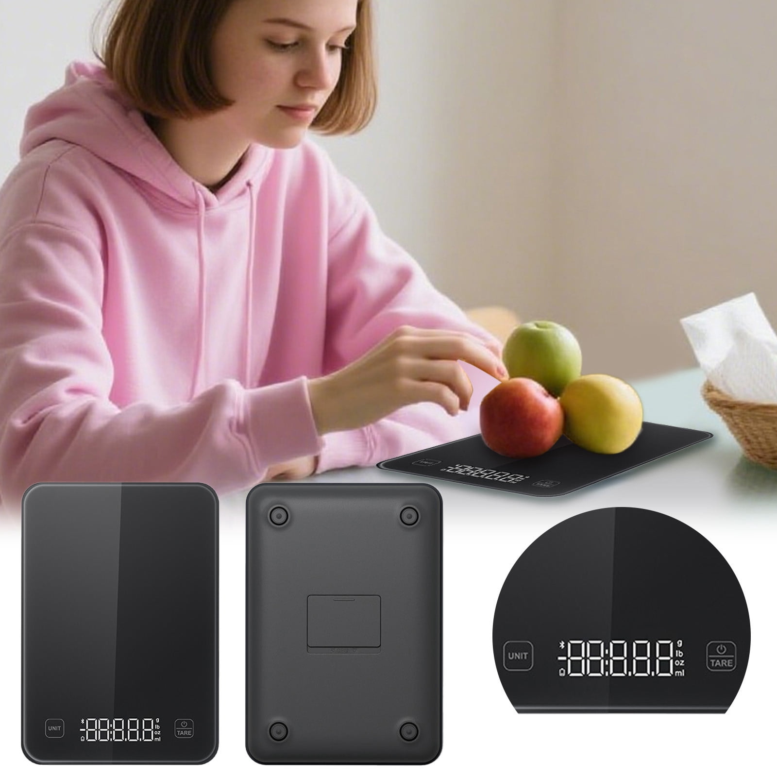 Smart Food Scale Digital Kitchen Scale with Nutritional Calculator App Precise Scale for Weight Loss,Calorie Counter,Macro Tracking,Baking, Cooking, Meal Prep,Fitness Healthy Eating
