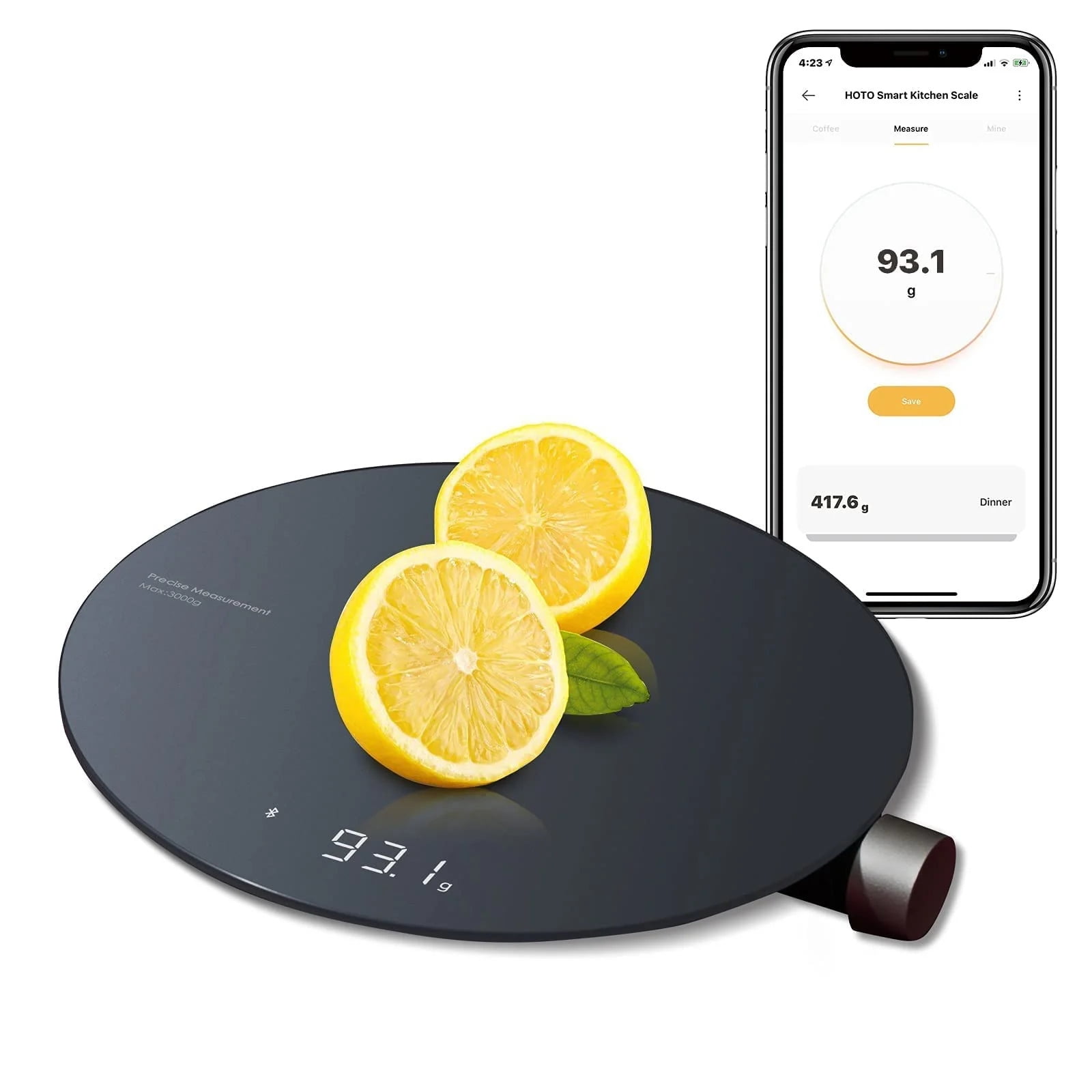 Smart Digital Black Glass Kitchen Scale with Mobile App