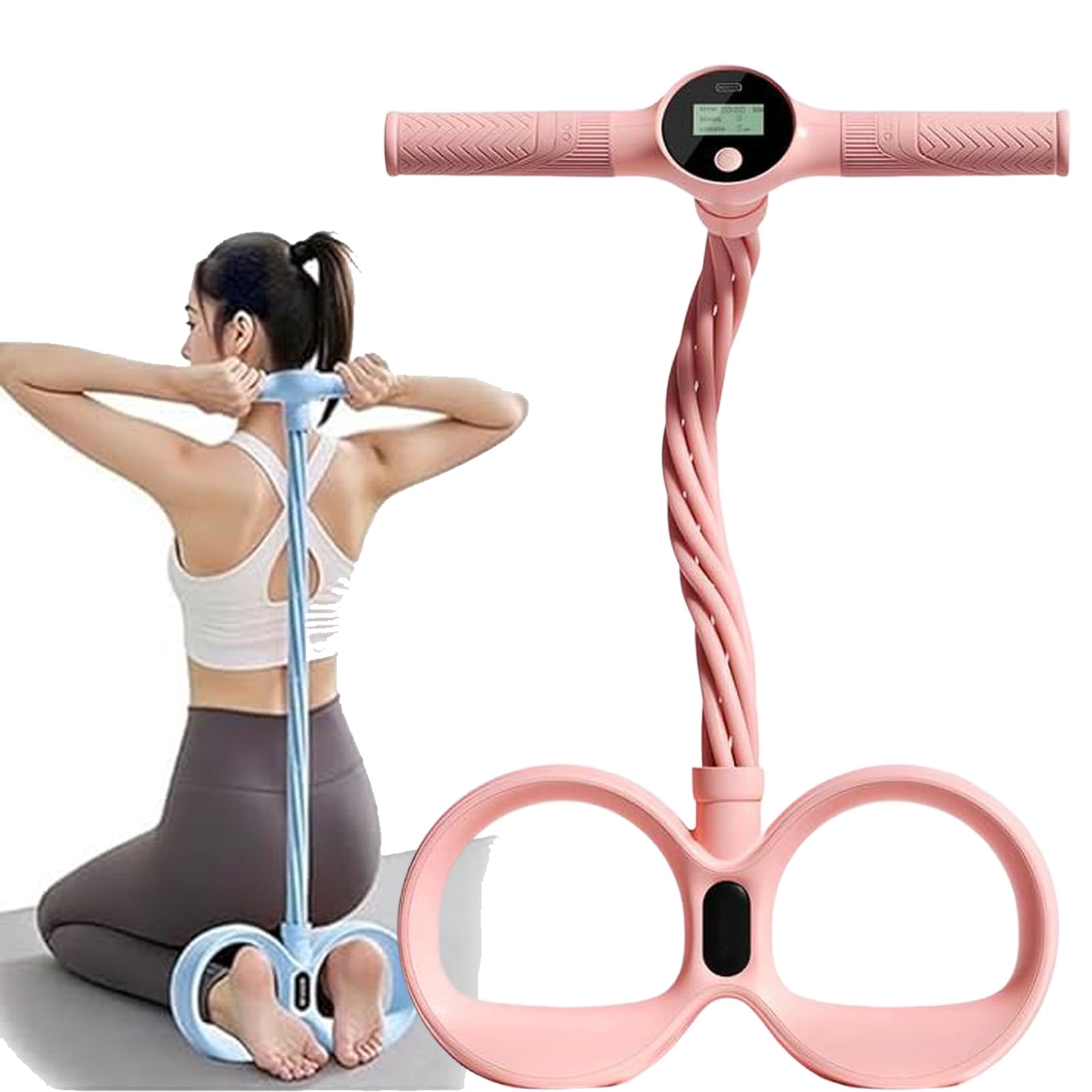 Smart Foot Pedal Puller, 6 Tube Pedal Puller Resistance Band with Digital Counter & Handles, Adjustable Fitness Resistance Rope Trainer for Waist, Arm, Leg Stretching Training