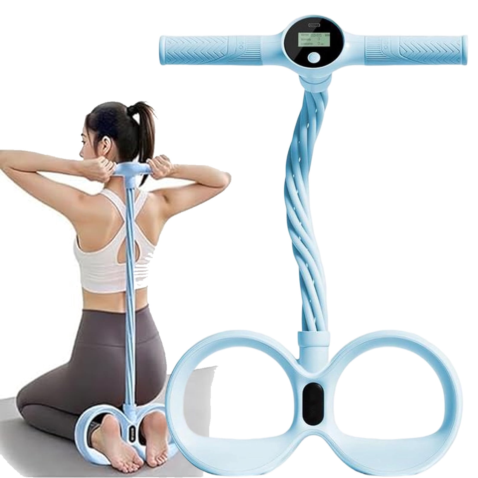 Smart Foot Pedal Puller, 6 Tube Pedal Puller Resistance Band with Digital Counter & Handles, Adjustable Fitness Resistance Rope Trainer for Waist, Arm, Leg Stretching Training