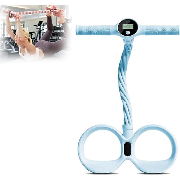 Smart Foot Pedal Puller,6 Tube Pedal Puller Resistance Band with Digital Counter & Handles,Multifunction Tension Rope,Elastic Yoga Pedal,for Arm & Waist Exercise,Stretching,Slimming,Training