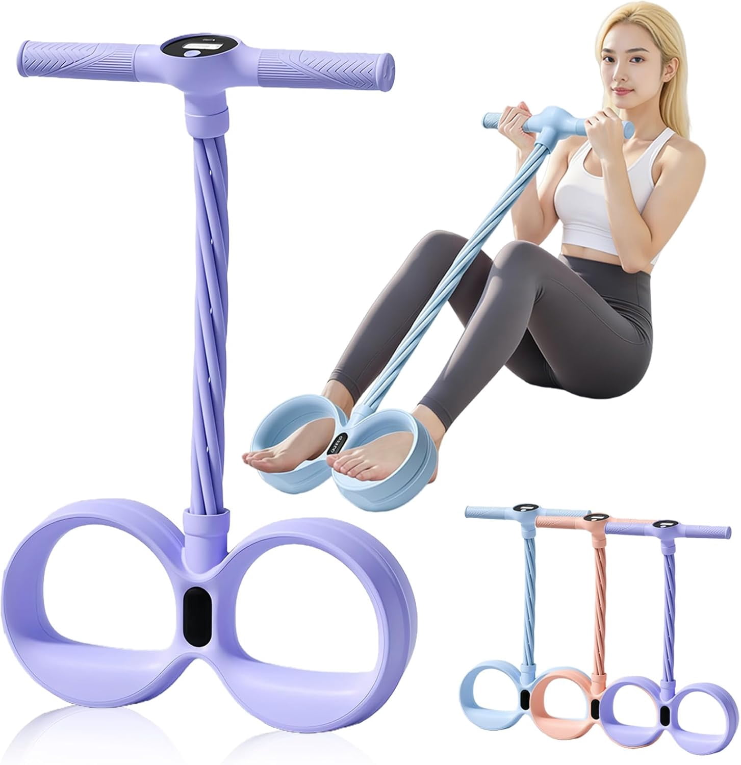 Smart Foot Pedal Puller, 6 Tube Pedal Puller Resistance Band with Digital Counter & Handles, Multifunctional Pedals Pullers Resistance Rope, for Full Body Stretching & Yoga