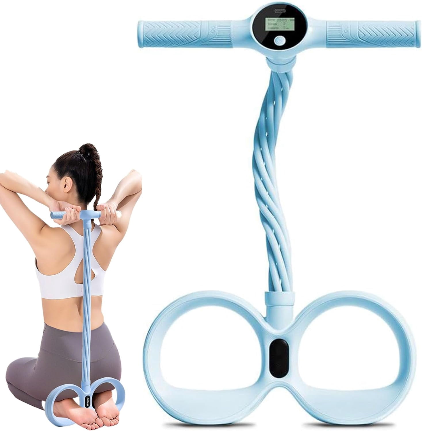 Smart Foot Pedal Puller, 6 Tube Pedal Puller Resistance Band, Fitness Resistance Bands with Digital Counter & Non-Slip Handles, for Full Body Stretching, Yoga