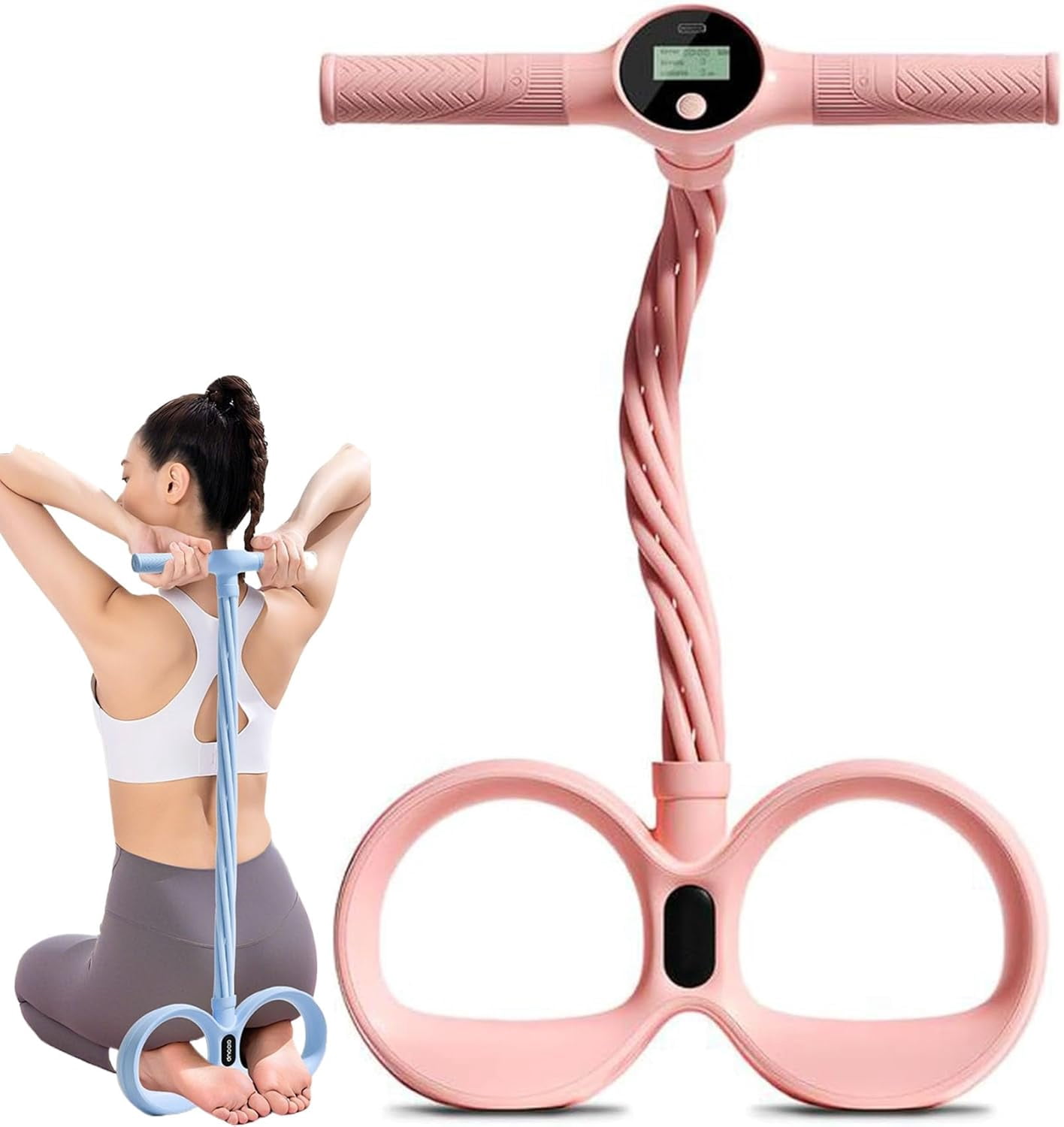 Smart Foot Pedal Puller, 6 Tube Pedal Puller Resistance Band, Fitness Resistance Bands with Digital Counter & Non-Slip Handles, for Full Body Stretching, Yoga