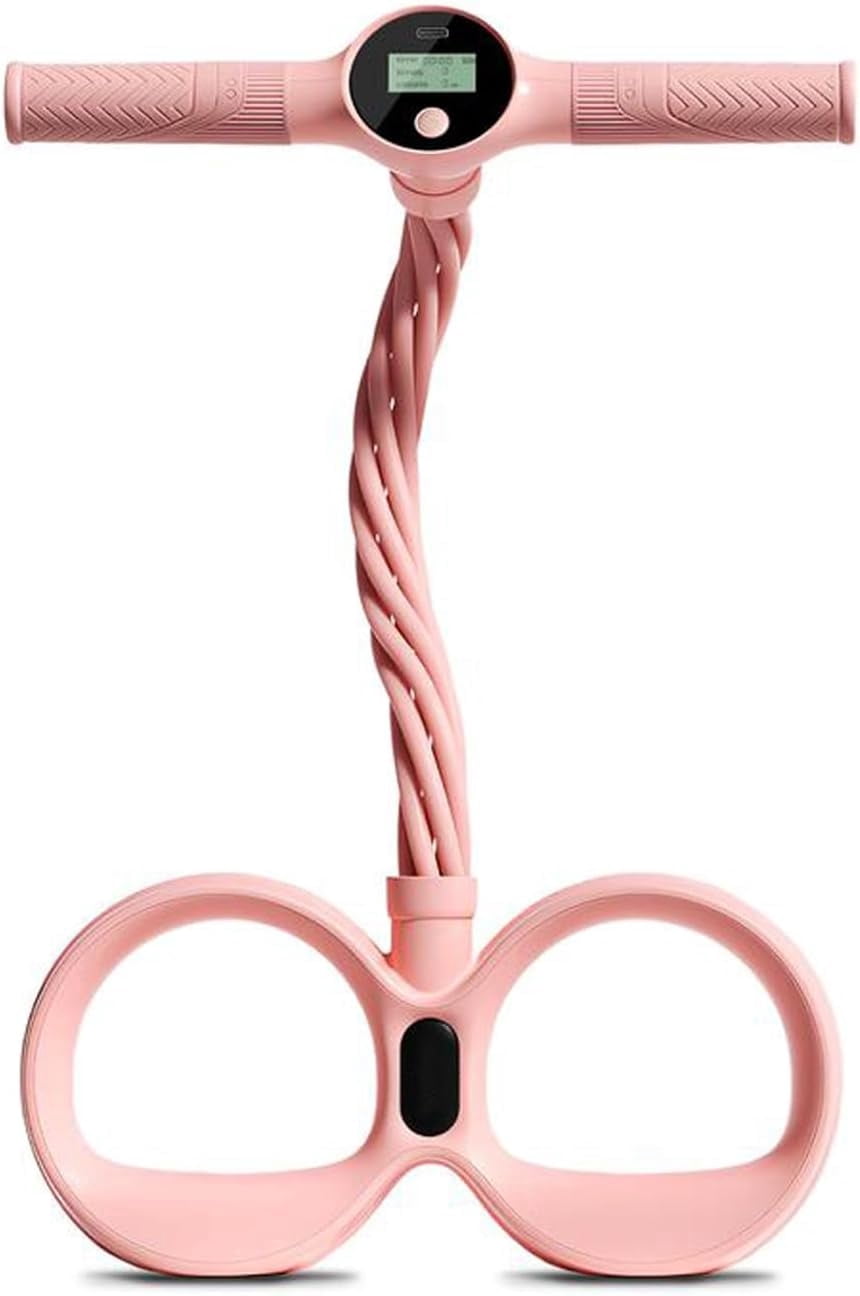 Smart Foot Pedal Puller - 6 Tube Resistance Band with Digital Counter & Handles for Full Body Fitness, Stretching & Yoga(b:pink)-dh