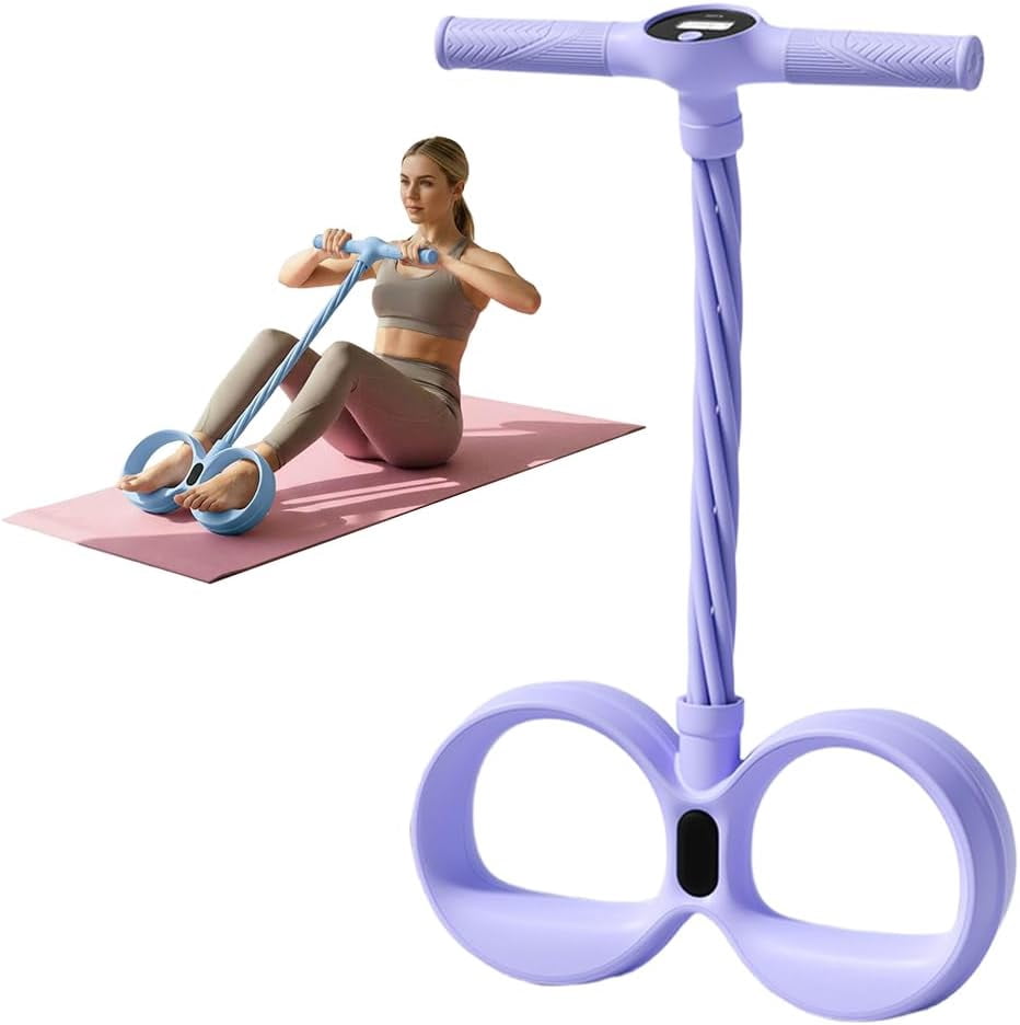 Smart Foot Pedal Puller with Counter, 6 Tube Pedal Puller Resistance Band with Handles, Home Gym Arm and Waist Training Pedal Band, for Full Body Stretching & Yoga