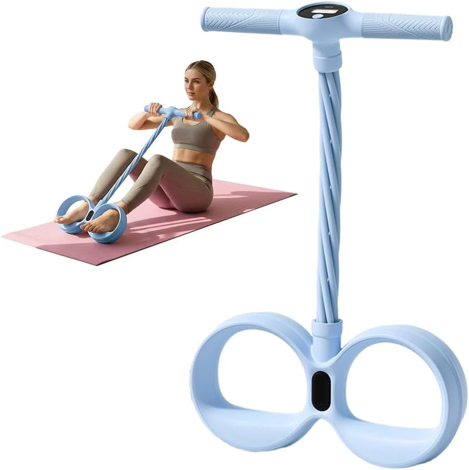 Smart Foot Pedal Puller with Counter, 6 Tube Pedal Puller Resistance Band with Handles, Home Gym Arm and Waist Training Pedal Band, for Full Body Stretching & Yoga