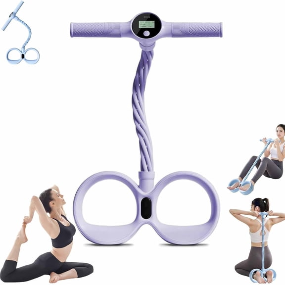 Smart Foot Pedal Puller with Digital Counter, 2026 Upgrade Adjustable 6-Tube Pedal Ankle Puller Resistance Band with Handle, Rubber Foot Pedal Resistance Band, Stirrup Puller for Yoga