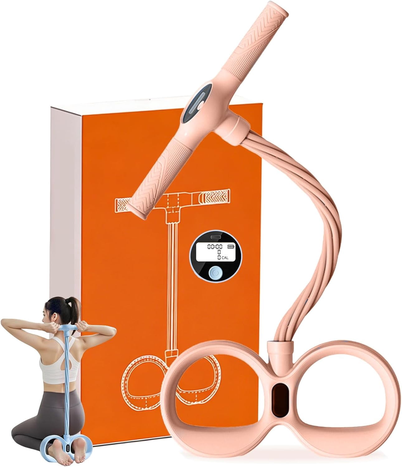 Smart Foot Pedal Puller, Smart Six Tube Resistance Foot Pedal, 2026 Upgraded 6 Tube Pedal Puller Resistance Band with Digital Counter & Handles, for Full Body Stretching & Yoga