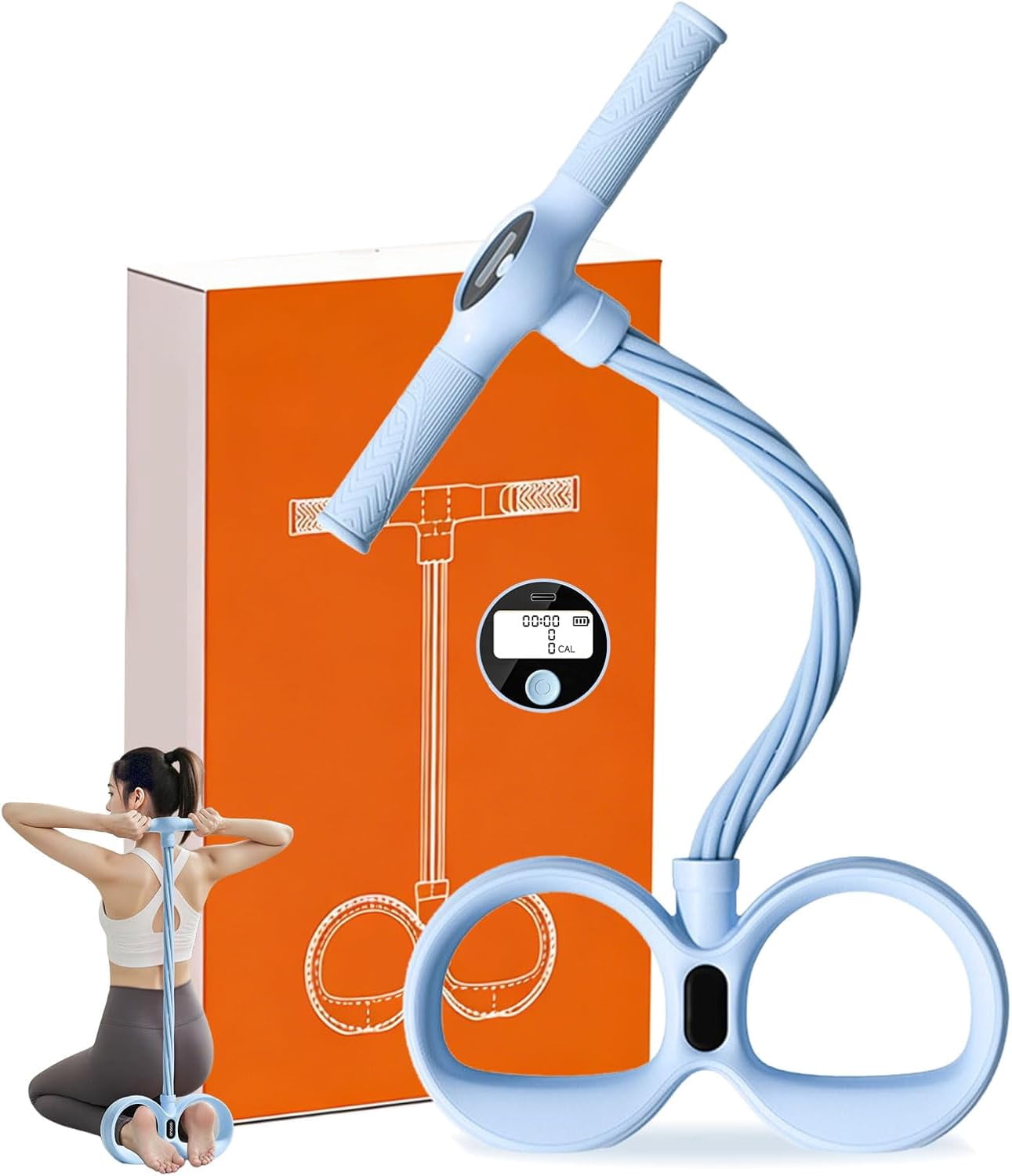 Smart Foot Pedal Puller, Smart Six Tube Resistance Foot Pedal, 2026 Upgraded 6 Tube Pedal Puller Resistance Band with Digital Counter & Handles, for Full Body Stretching & Yoga