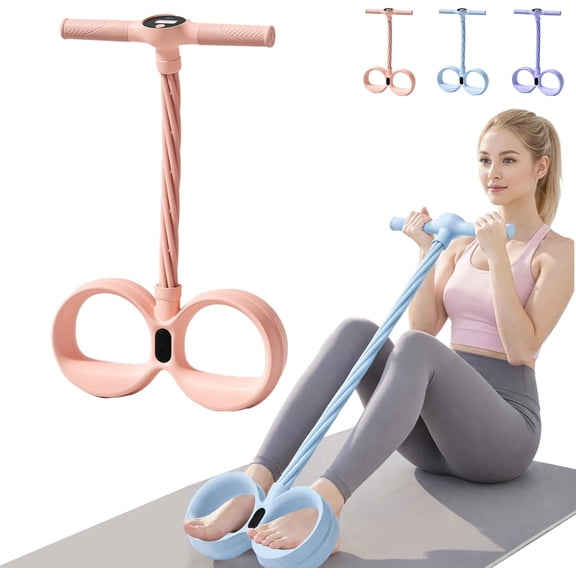 Smart Foot Pedal Puller with Digital Counter, 6 Tube Resistance Bands for Abdomen Waist Arm Leg Workout, Portable Home Gym Fitness Tool