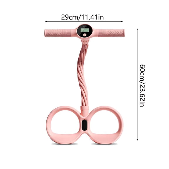 Smart Foot Pedal Puller with Digital Display & Handles, 6-Tube Elastic Yoga Pedal Puller (Pink)