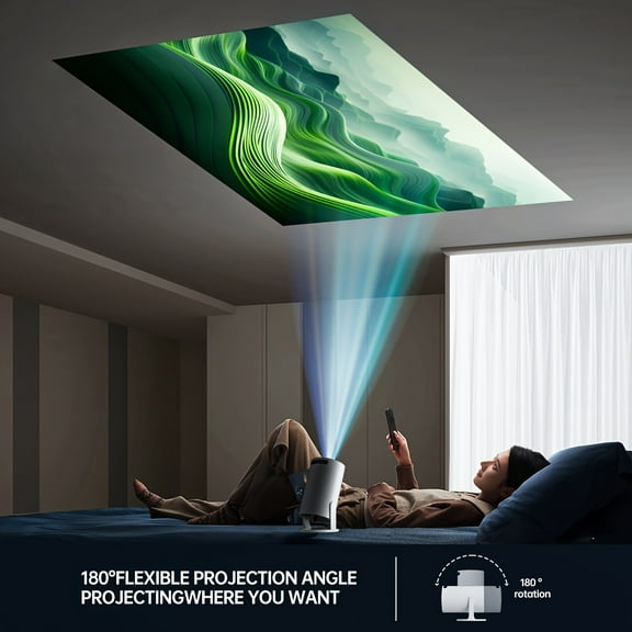Smart Full HD 1080P Projector - 180 Rotation & Keystone Correction, Compatible with Phones/TVs/Gaming, Home & Office Entertainment Projector