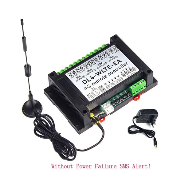 Smart GSM 4G LTE 4Channel Controller DL4 SMS Remote ON/OFF 30A Big Power Relay Switch Temperature Monitor Power Failure Alarm
