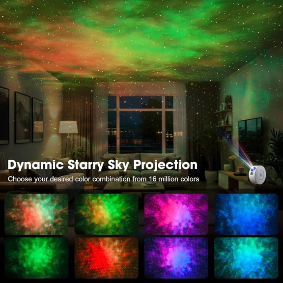 Smart Galaxy Projector with Laser Stars & Nebula Clouds - Control via APP, Alexa Voice or Button, 16 Million Colors, 900+ Sq.Ft Projection, Auto Timer, Ultra Quiet <25dB, 4 Angle Adjustable