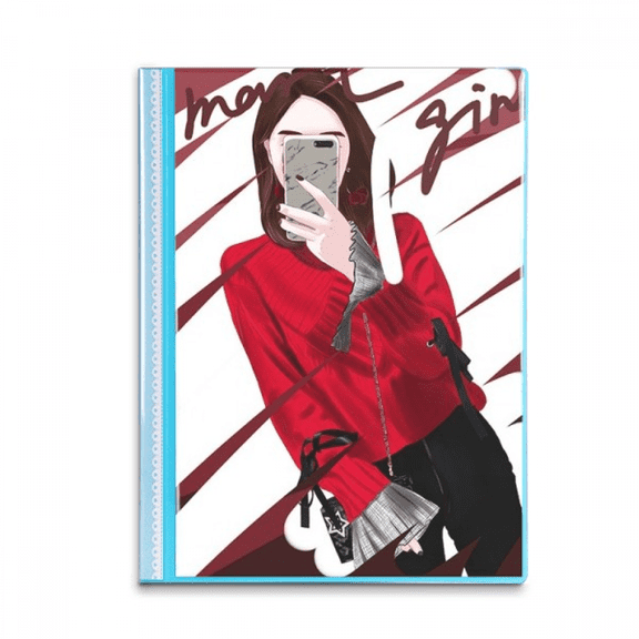 Smart Girl Figure Art Design Illustration Book Sheet Protectors Portfolio Binder Folder