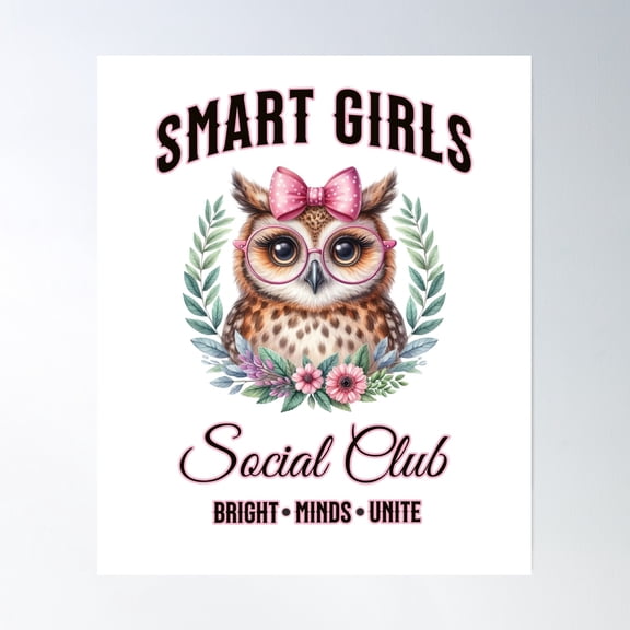 Smart Girls Social Club Coquette Aesthetic Poster Wall Art, Modern Wall Decor, 12x18 UNFRAMED