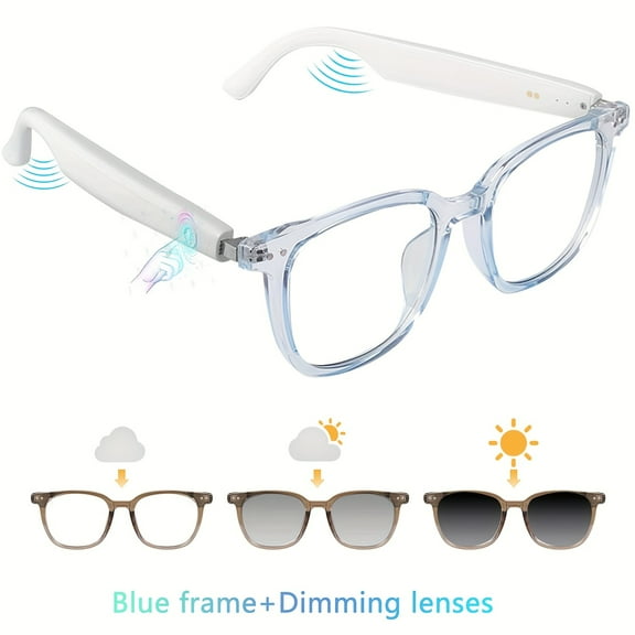 Smart Glasses 2025: Auto-Tint, Audio Music & Calls, All-Day Wear for Sports Driving, Unisex Blue Light Blocking, Perfect Holiday Gift