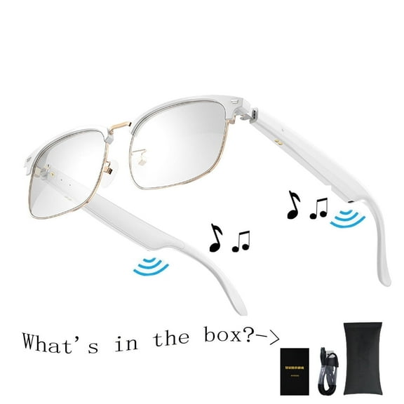 Smart Glasses with AI,Metal Smart Glasses with 144+ Languages Real-Time Translation, Touch Control, Voice Assistant, Anti-Blue Light, Smart Music Glasses for Business, Travel & Students (White)