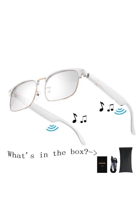 Smart Glasses with AI,Metal Smart Glasses with 144+ Languages Real-Time Translation, Touch Control, Voice Assistant, Anti-Blue Light, Smart Music Glasses for Business, Travel & Students (White)