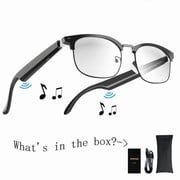 Smart Glasses with AI,Metal Smart Glasses with 144+ Languages Real-Time Translation, Touch Control, Voice Assistant, Anti-Blue Light, Smart Music Glasses for Bu