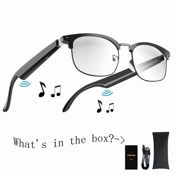 Smart Glasses with AI,Metal Smart Glasses with 144+ Languages Real-Time Translation, Touch Control, Voice Assistant, Anti-Blue Light, Smart Music Glasses for Business, Travel & Students (Black)