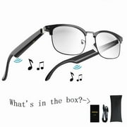 Smart Glasses with AI,Metal Smart Glasses with 144+ Languages Real-Time Translation, Touch Control, Voice Assistant, Anti-Blue Light, Smart Music Glasses for Business, Travel & Students Black