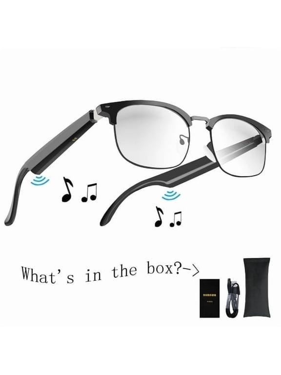 Smart Glasses with AI,Metal Smart Glasses with 144+ Languages Real-Time Translation, Touch Control, Voice Assistant, Anti-Blue Light, Smart Music Glasses for Business, Travel & Students (Black)
