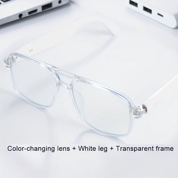 Smart Glasses with Auto Color Change Lens, Touch Control, Built-in Mic, Hi-Res Audio, Wireless, Rechargeable, Anti-Blue Light for Office Outdoor Sports Driving Music & Calls