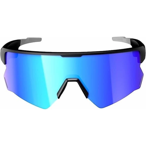 Smart Glasses, Bluetooth Cycling Glasses for Men and Women with Built-in Mic, Open-Ear Voice Control, Calling & Music, UV Protection, Magnetic Charging, Blue